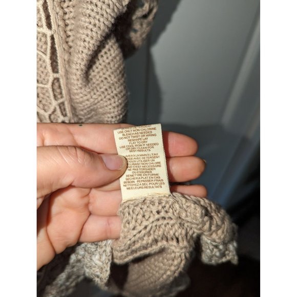 NWOT Free People Knit Cream Medium Oversized T-shirt Sweater with Lace - Picture 7 of 10